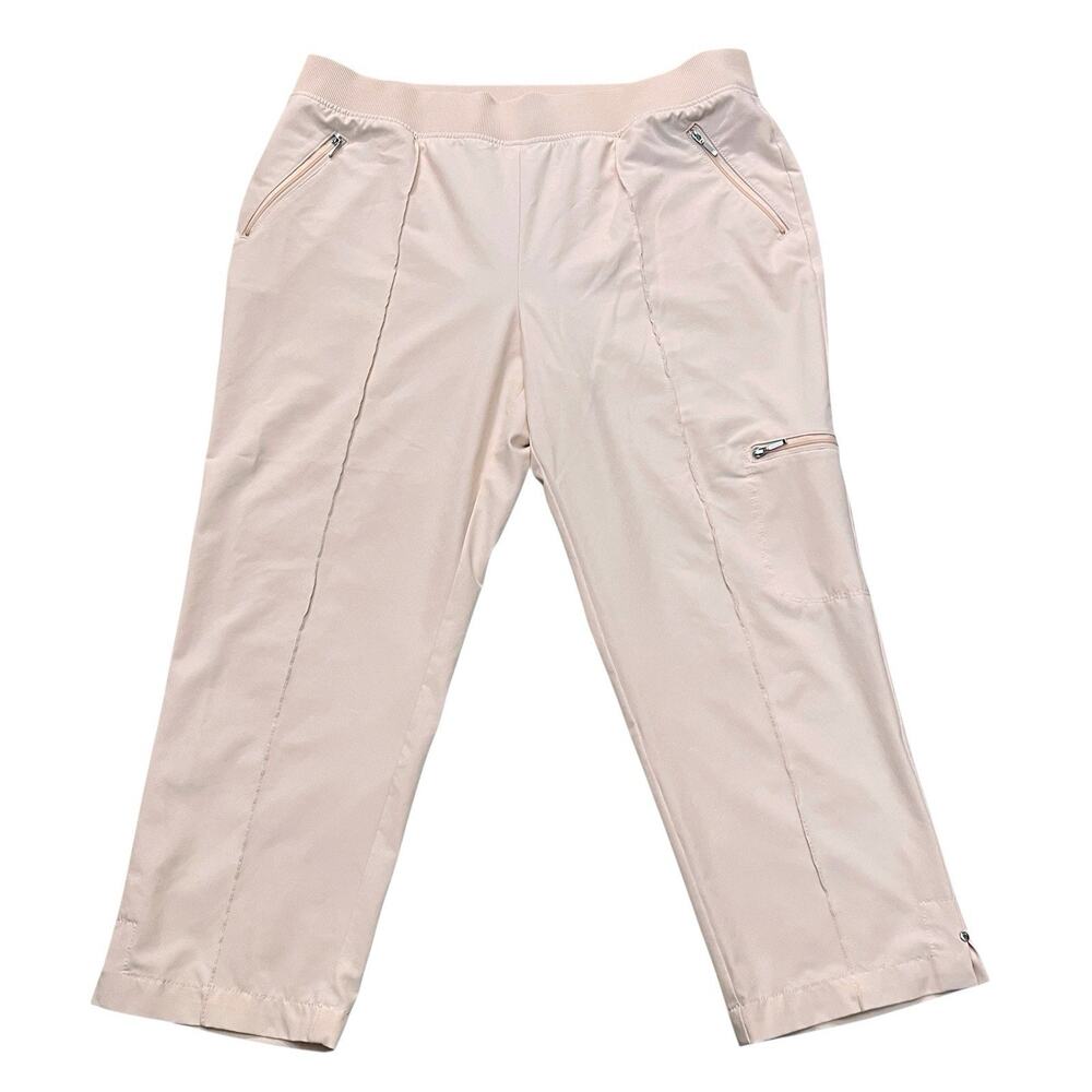 Chicos Zenergy Crop Pants Large/2 Pink Straight Cargo Capri Athleisure Sporty